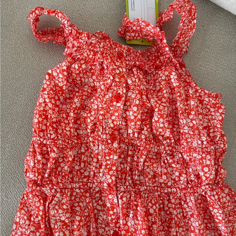 Red & White Floral Ruffled Cami top S Red Floral